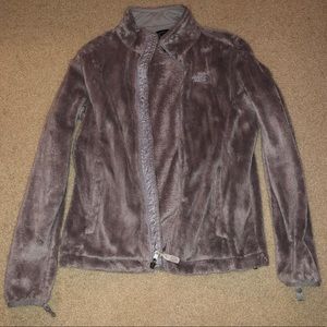 Gray Furry North Face Zip-Up Jacket